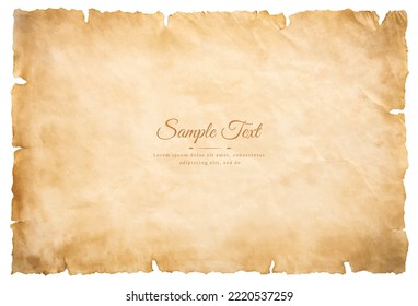 Vector old parchment paper sheet vintage aged or texture isolated on white background.