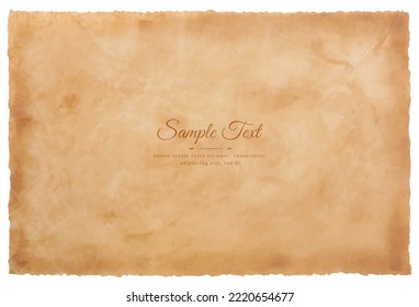 Vector old parchment paper sheet vintage aged or texture isolated on white background.