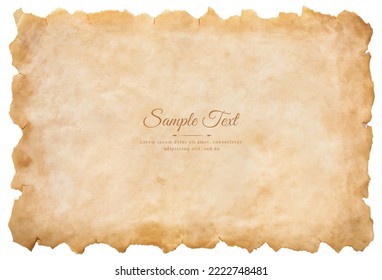 Vector old parchment paper sheet vintage aged or texture isolated on white background.