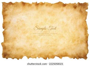 Vector old parchment paper sheet vintage aged or texture isolated on white background.