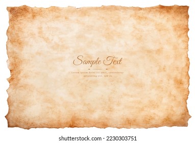 Vector old parchment paper sheet vintage aged or texture isolated on white background.