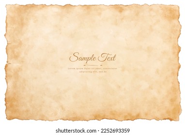 Vector old parchment paper sheet vintage aged or texture isolated on white background.