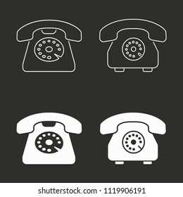 Vector old phone icons set.
