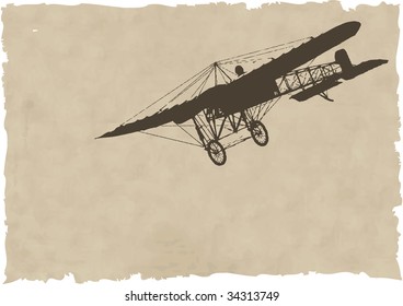 the vector old plane silhouette on old paper