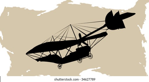vector old plane silhouette on paper