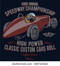 vector old race car illustration