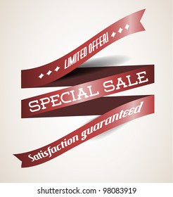 Vector Old red  retro ribbon - limited offer, special sale