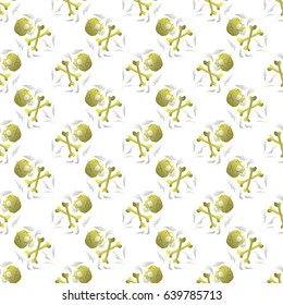 Vector Old Retro Human Skull Seamless Random Pattern