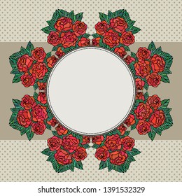 Vector old school frame with roses and text place