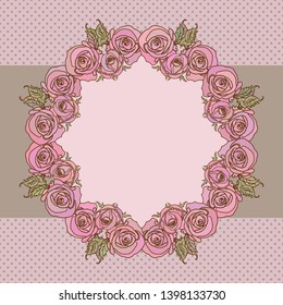 Vector old school frame with roses and text place