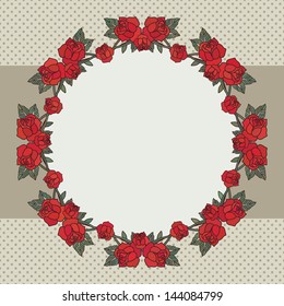 Vector old school frame with roses and text place