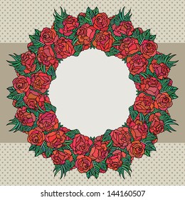 Vector old school frame with roses and text place