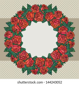 Vector old school frame with roses and text place