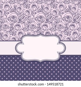 Vector old school frame with roses and text place