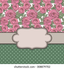 Vector old school frame with roses and text place