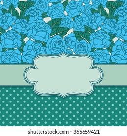 Vector old school frame with roses and text place