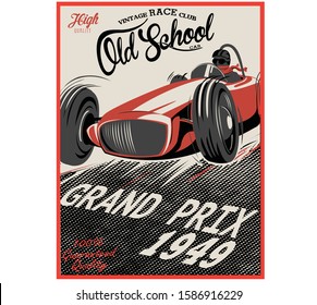 vector old school race car poster