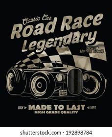 vector old school race car poster.