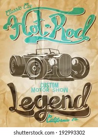 vector old school race car poster.