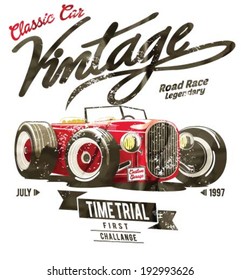 Vector Old School Race Car Poster.