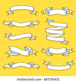 Vector old school ribbon on a yellow background for your design