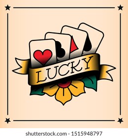 Vector Old School Style Lucky Tattoo Design