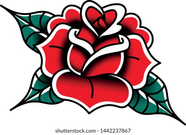 Vector Old School Style Tattoo Rose Design