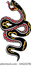 Vector Old School Style Tattoo Snake Design