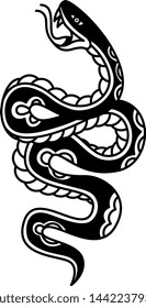 Vector Old School Style Tattoo Snake Design