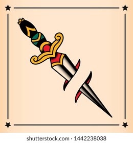 Vector Old School Style Tattoo Knife Design