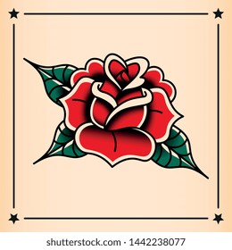 Vector Old School Style Tattoo Rose Design