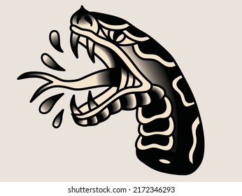 Diseño de serpiente de tatuaje de estilo vectorial de escuela antigua