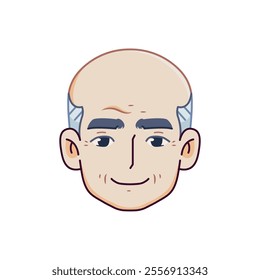 Vector Old Smiling Man Avatar Cartoon Illustration Isolated