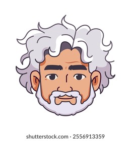 Vector Old Smiling Man Avatar Beard Cartoon Illustration Isolated