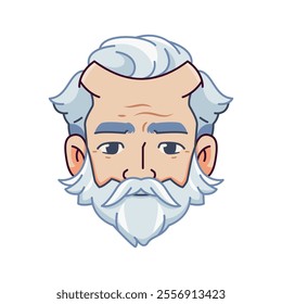 Vector Old Smiling Man Avatar Beard Cartoon Illustration Isolated