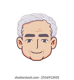 Vector Old Smiling Man Avatar Cartoon Illustration Isolated