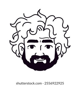 Vector Old Smiling Man Avatar Beard Cartoon Illustration Isolated