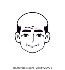 Vector Old Smiling Man Avatar Cartoon Illustration Isolated