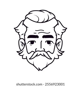 Vector Old Smiling Man Avatar Beard Cartoon Illustration Isolated