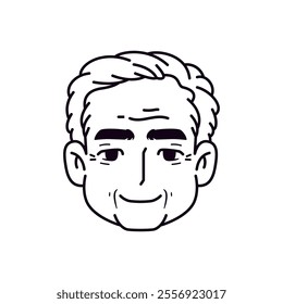 Vector Old Smiling Man Avatar Cartoon Illustration Isolated