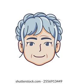 Vector Old Smiling Woman Avatar Cartoon Illustration Isolated