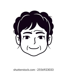 Vector Old Smiling Woman Avatar Cartoon Illustration Isolated