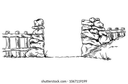 Vector - Antiguo muro de entrada de piedra, aislado en segundo plano