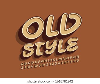 Alphabet Alphabet Buchstaben und Zahlen im Vektorstil. 3D-Vintage-Schriftart für Banner, Embleme, Logo
