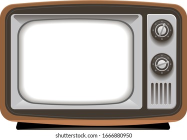 Vektorillustration im alten Stil, Retro-Fernseher einzeln auf weißem Hintergrund 