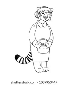 Vector old tigress character isolated on white