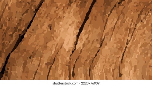 Vektor alte Bäume bellen realistische Textur. Luxuriöser Holzhintergrund. Braune Baumstamm-Illustration. Risse Vintage-Baumhaut. 3D formen natürliche Grunge Oberfläche. Rohholzform. Laubmuster
