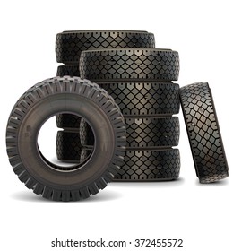 Vector Old Truck Tire Set