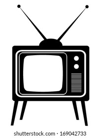 vector old TV with antennas