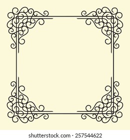 Vector Old Twirl Vintage Frame in flourish royal style, black on light background, isolated and easy to edit 